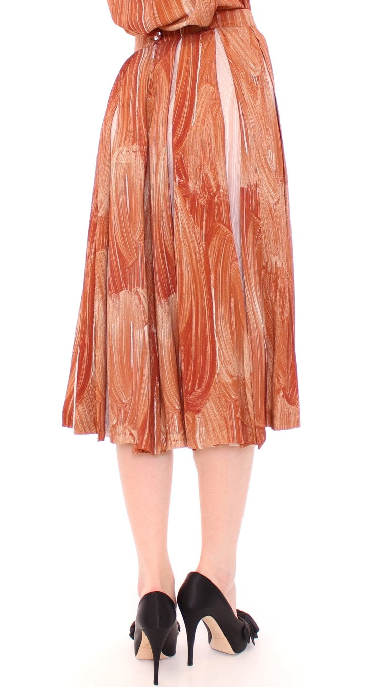 Orange Brown Below-Knee Chic Skirt Licia Florio