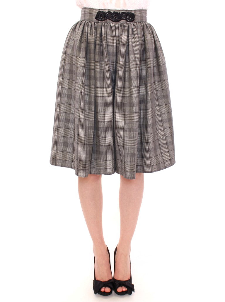 Elegant Gray Checkered Wool Shorts Skirt NOEMI ALEMÁN