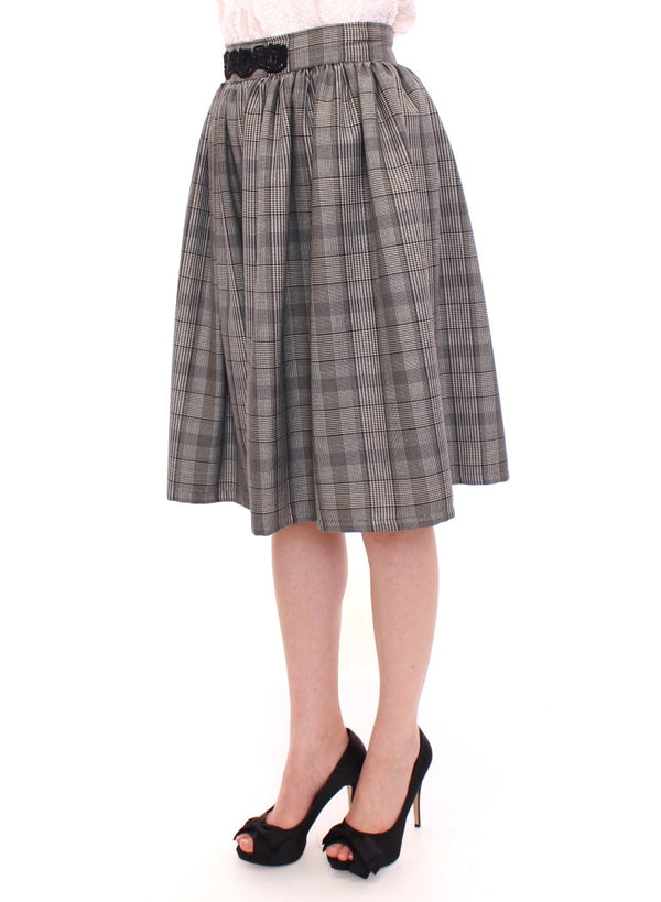 Elegant Gray Checkered Wool Shorts Skirt NOEMI ALEMÁN