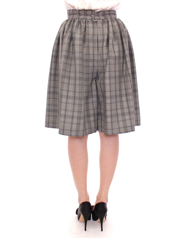 Elegant Gray Checkered Wool Shorts Skirt NOEMI ALEMÁN