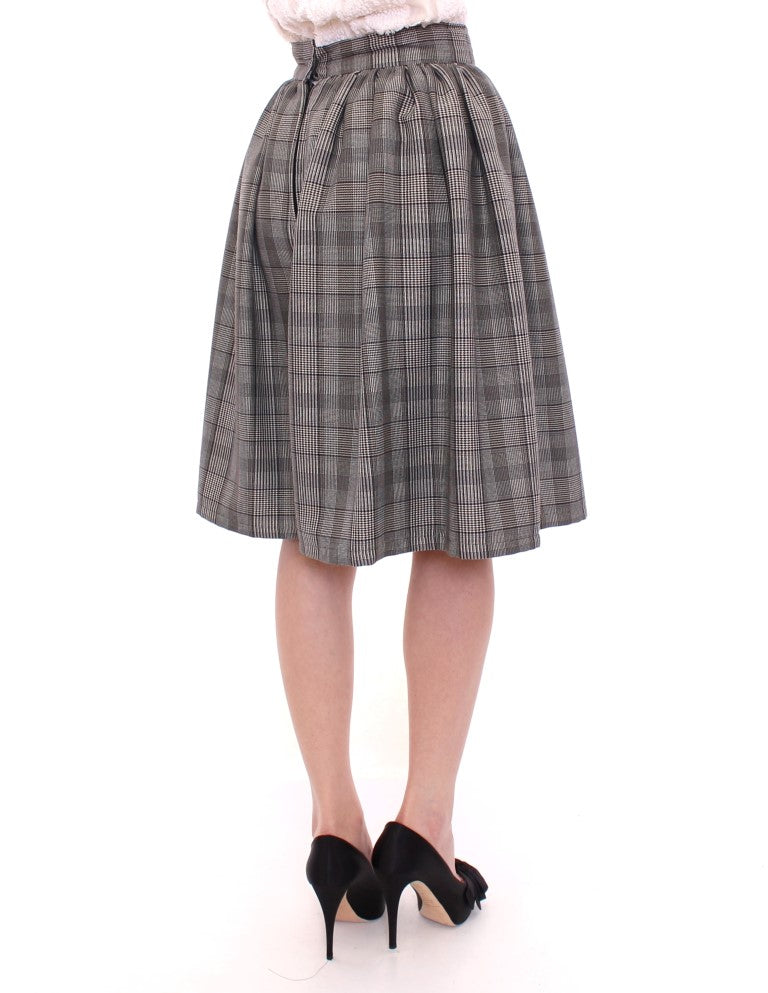 Elegant Gray Checkered Wool Shorts Skirt NOEMI ALEMÁN