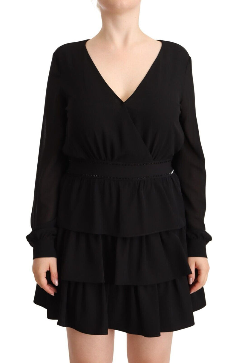 Elegant Black A-Line Mini Dress with Long Sleeves Liu Jo