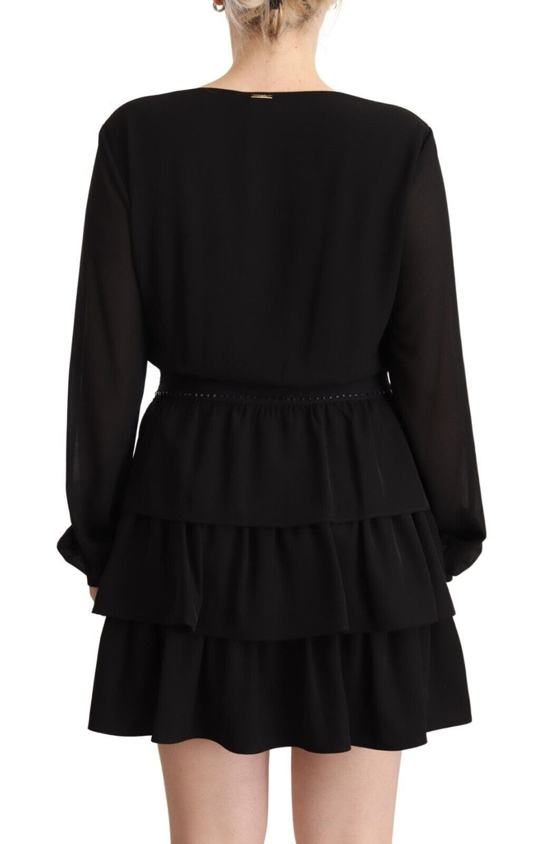 Elegant Black A-Line Mini Dress with Long Sleeves Liu Jo