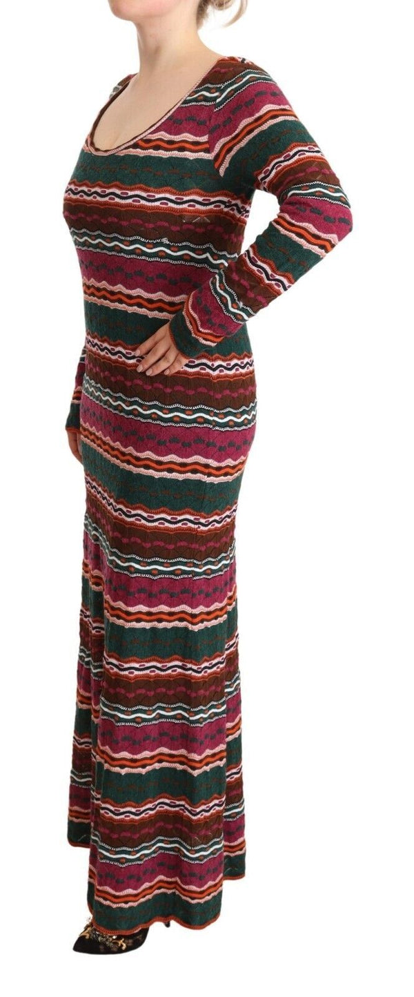 Multicolor Striped Long Sleeve Sheath Dress Missoni