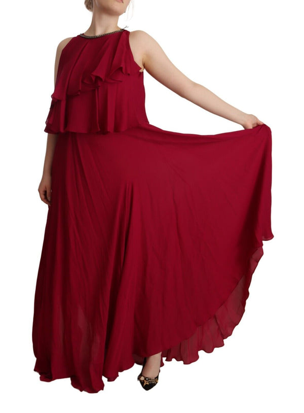 Elegant Silk Sleeveless Ruffled Maxi Dress PLEIN SUD