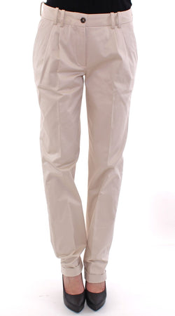 Elegant Beige Regular Fit Cotton Pants Dolce & Gabbana