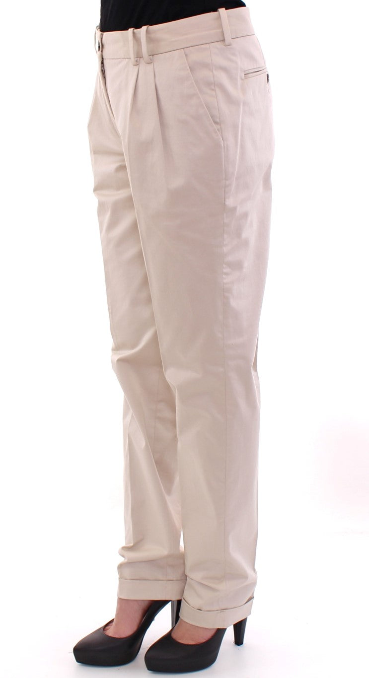 Elegant Beige Regular Fit Cotton Pants Dolce & Gabbana