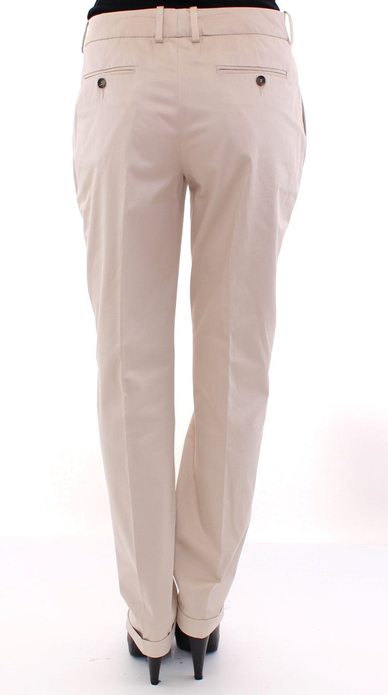 Elegant Beige Regular Fit Cotton Pants Dolce & Gabbana