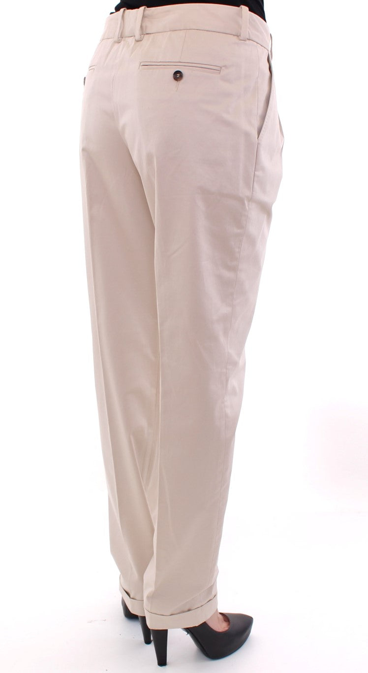 Elegant Beige Regular Fit Cotton Pants Dolce & Gabbana