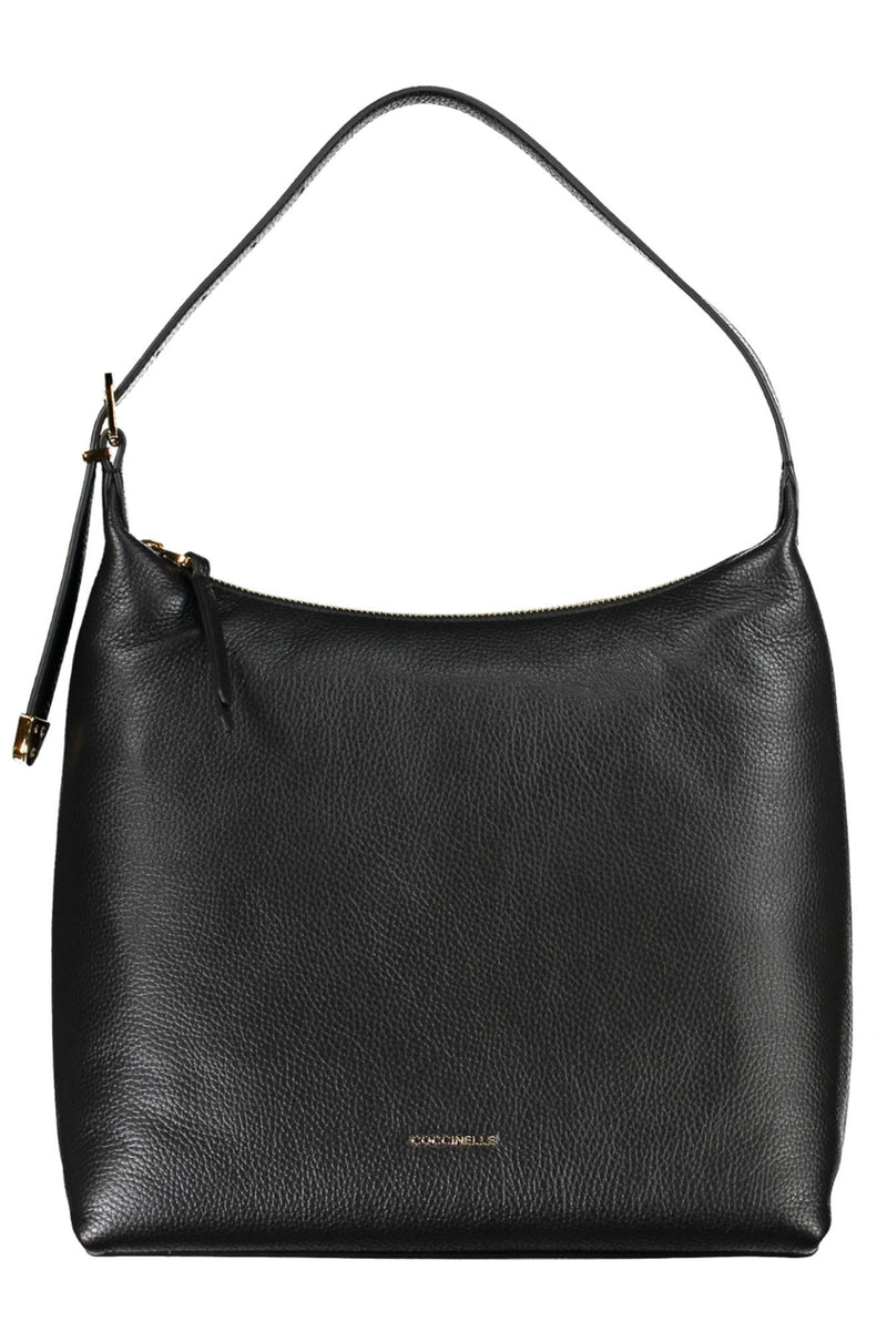 Elegant Black Leather Shoulder Bag Coccinelle