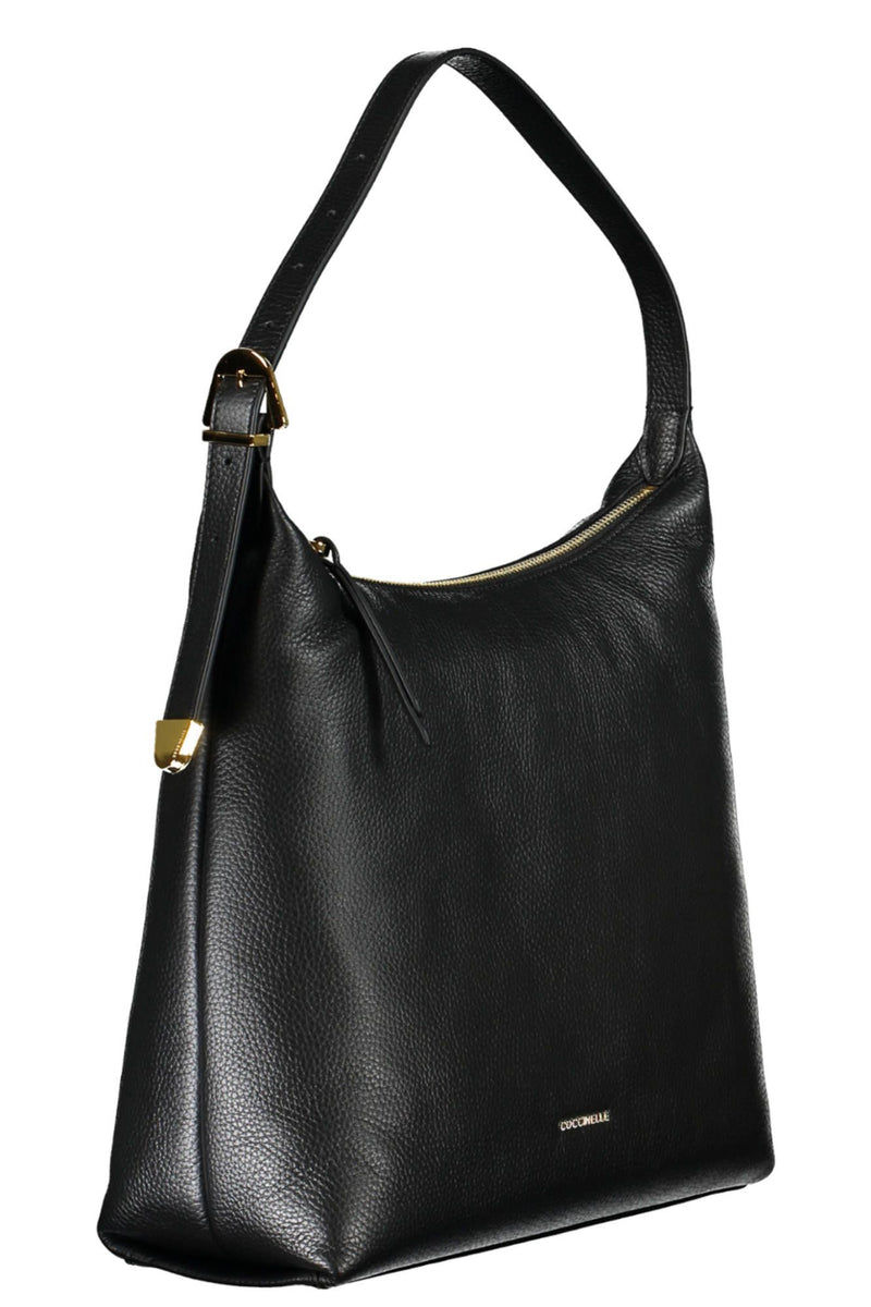 Elegant Black Leather Shoulder Bag Coccinelle