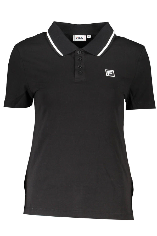 Black Cotton Women Polo Shirt Fila