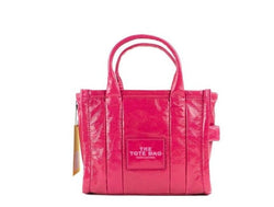 The Shiny Crinkle Mini Tote Magenta Leather Crossbody Handbag Purse Marc Jacobs