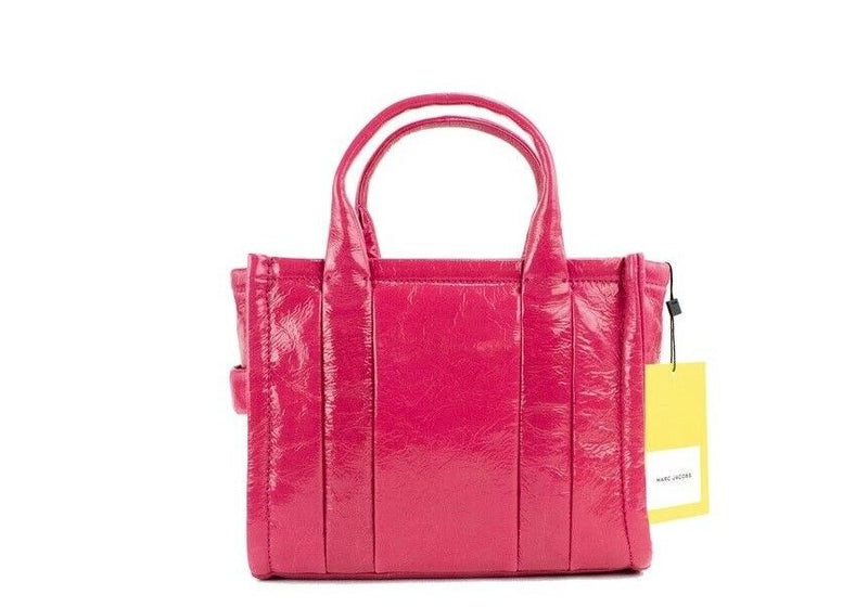 The Shiny Crinkle Mini Tote Magenta Leather Crossbody Handbag Purse Marc Jacobs