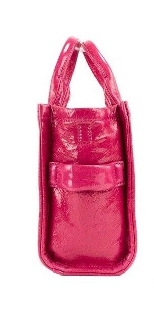 The Shiny Crinkle Mini Tote Magenta Leather Crossbody Handbag Purse Marc Jacobs