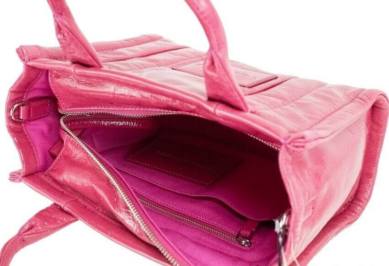 The Shiny Crinkle Mini Tote Magenta Leather Crossbody Handbag Purse Marc Jacobs