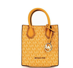 Mercer XS Honeycomb Gold Signature PVC North South Shopper Crossbody Bag Michael Kors