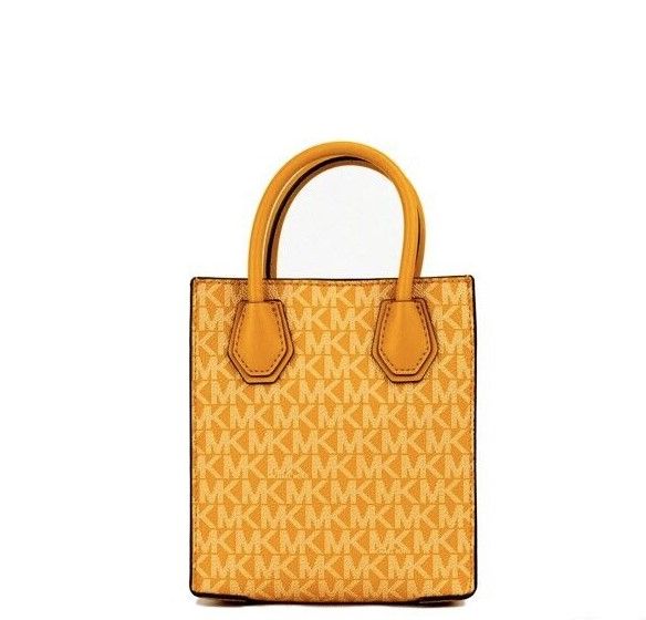 Mercer XS Honeycomb Gold Signature PVC North South Shopper Crossbody Bag Michael Kors