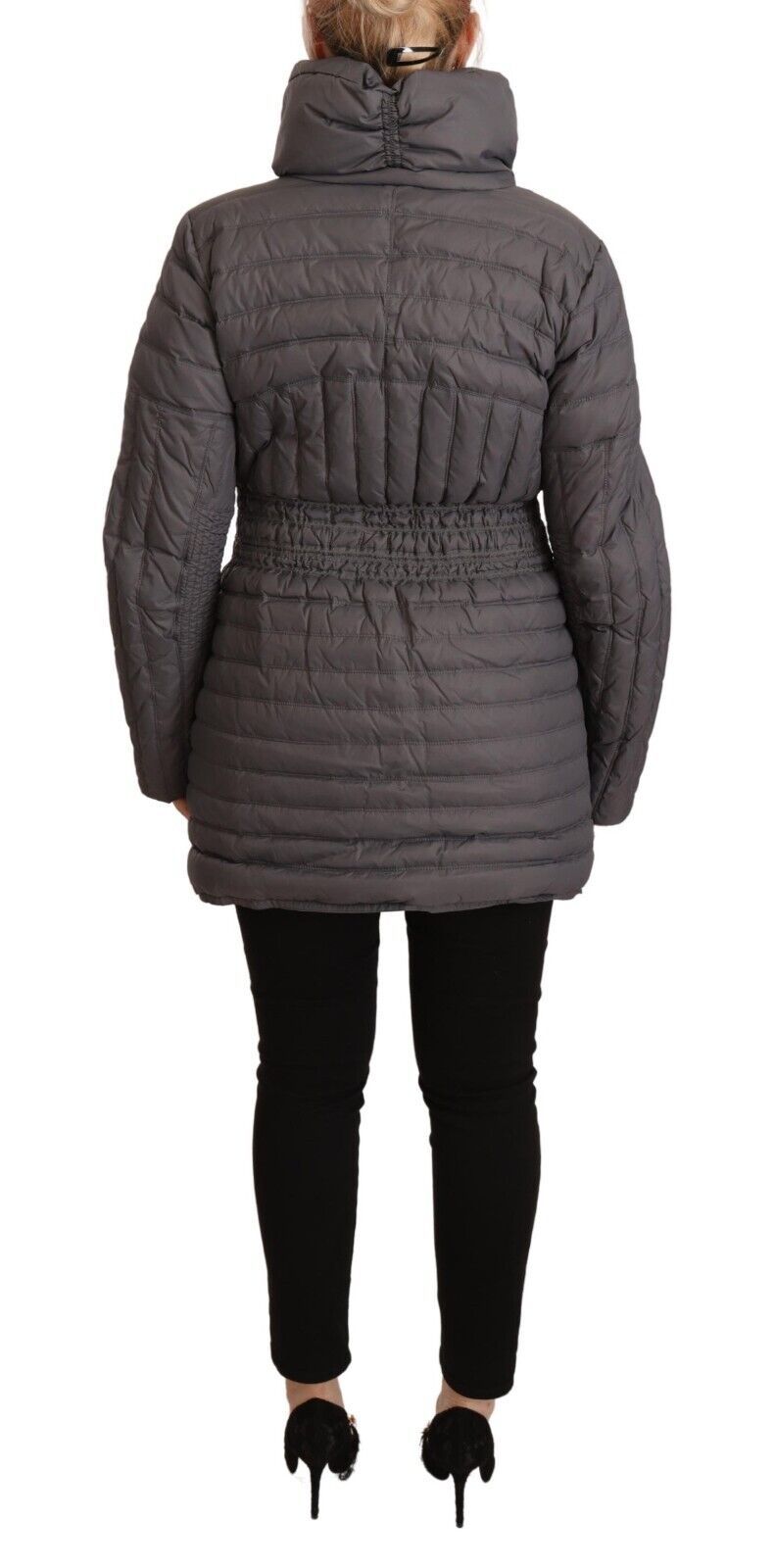 Elegant Quilted Long Jacket with Logo Patch Roccobarocco