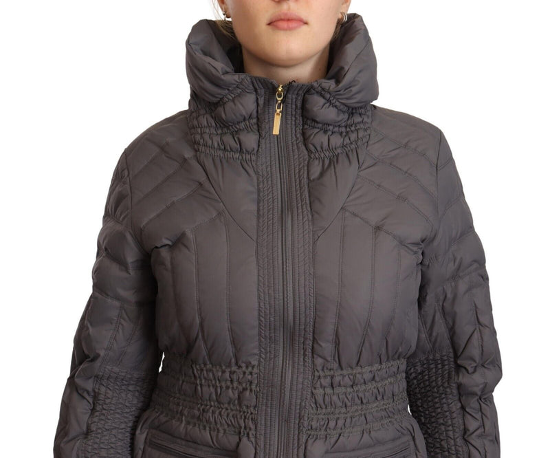 Elegant Quilted Long Jacket with Logo Patch Roccobarocco