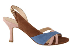 Chic Multicolor Suede Slingback Heel Sandals GIA COUTURE