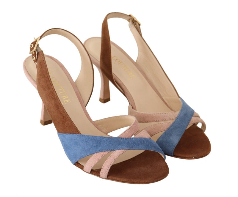 Chic Multicolor Suede Slingback Heel Sandals GIA COUTURE