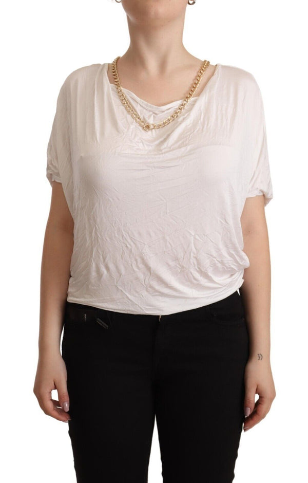 Elegant White Gold Chain T-Shirt Top Guess By Marciano