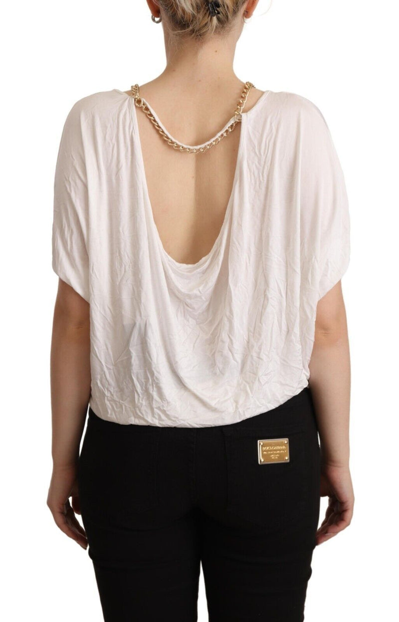 Elegant White Gold Chain T-Shirt Top Guess By Marciano