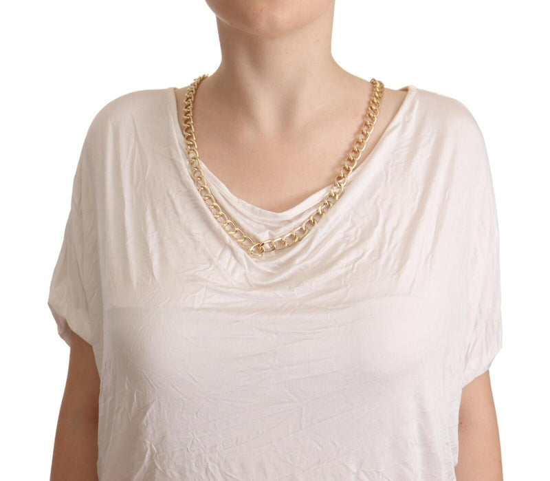 Elegant White Gold Chain T-Shirt Top Guess By Marciano