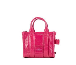 The Shiny Crinkle Micro Tote Magenta Leather Crossbody Bag Handbag Marc Jacobs