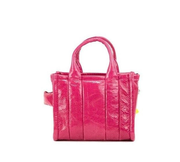 The Shiny Crinkle Micro Tote Magenta Leather Crossbody Bag Handbag Marc Jacobs