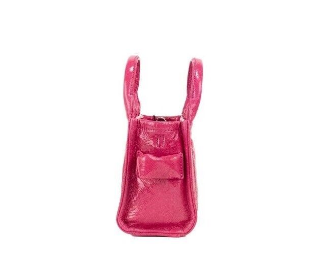 The Shiny Crinkle Micro Tote Magenta Leather Crossbody Bag Handbag Marc Jacobs