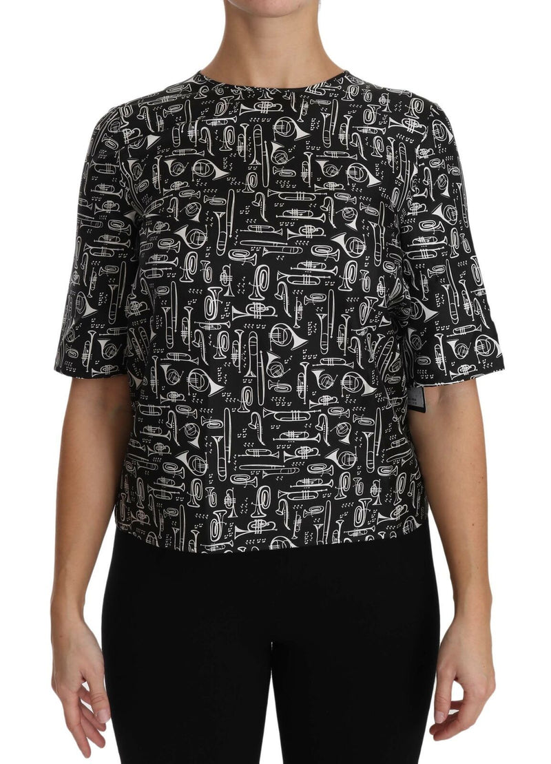 Exquisite Trumpet Print Silk Blouse Dolce & Gabbana