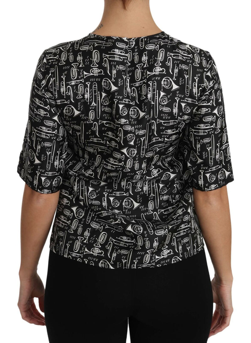 Exquisite Trumpet Print Silk Blouse Dolce & Gabbana
