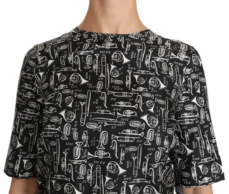 Exquisite Trumpet Print Silk Blouse Dolce & Gabbana