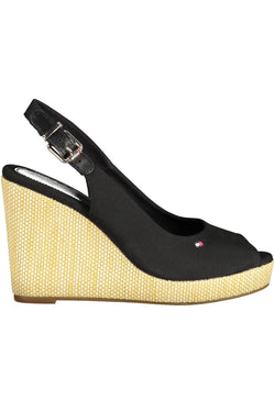 Black Cotton Women Sandal Tommy Hilfiger