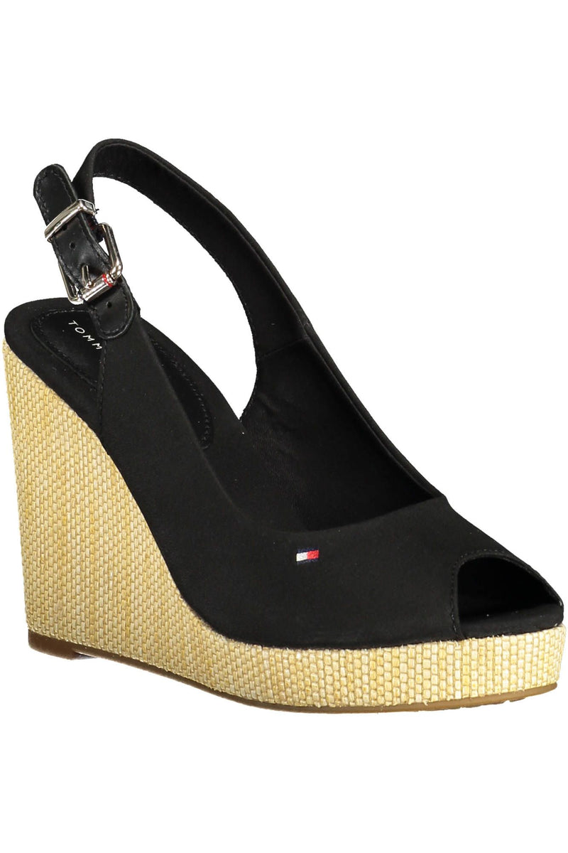 Black Cotton Women Sandal Tommy Hilfiger