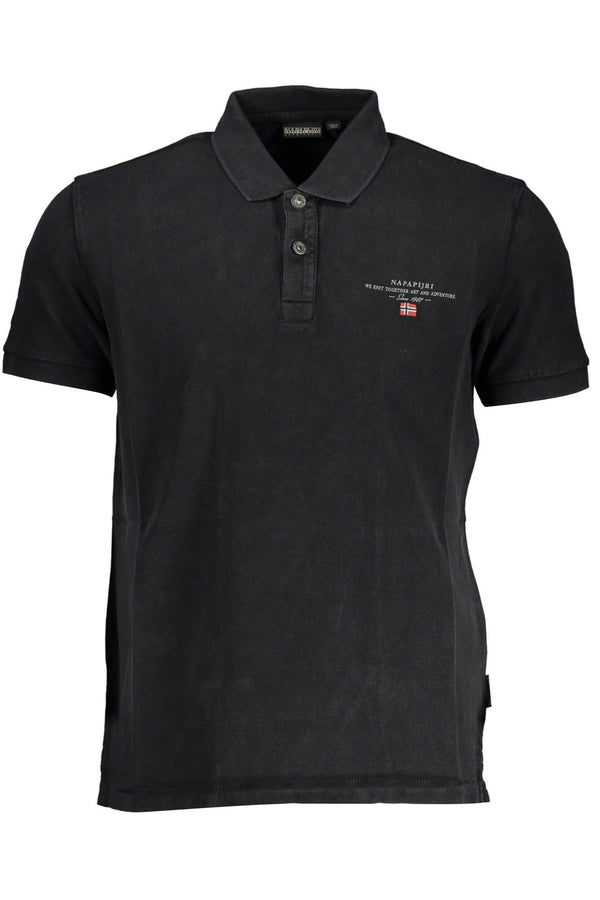 Classic Black Embroidered Polo Shirt Napapijri