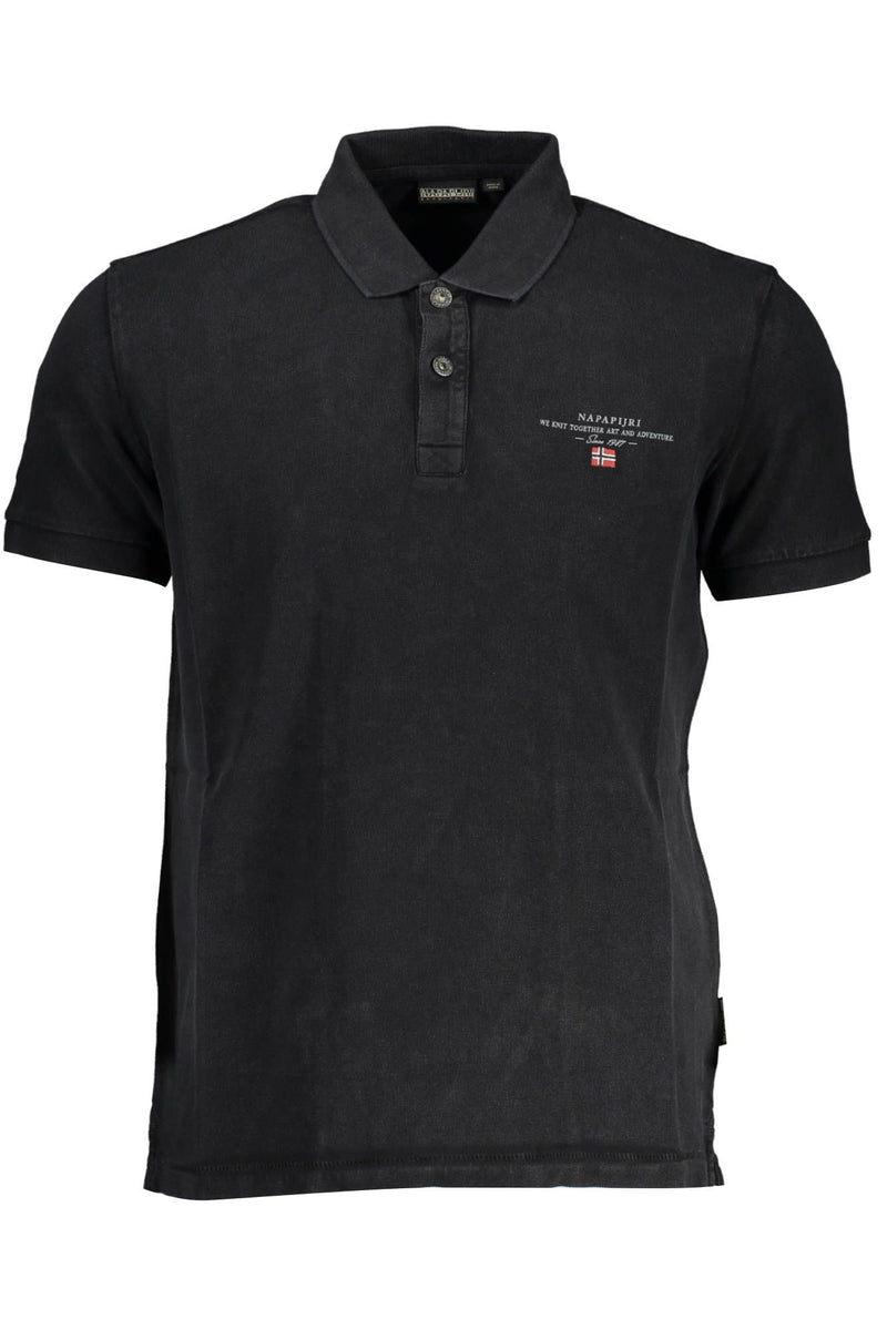 Classic Black Embroidered Polo Shirt Napapijri
