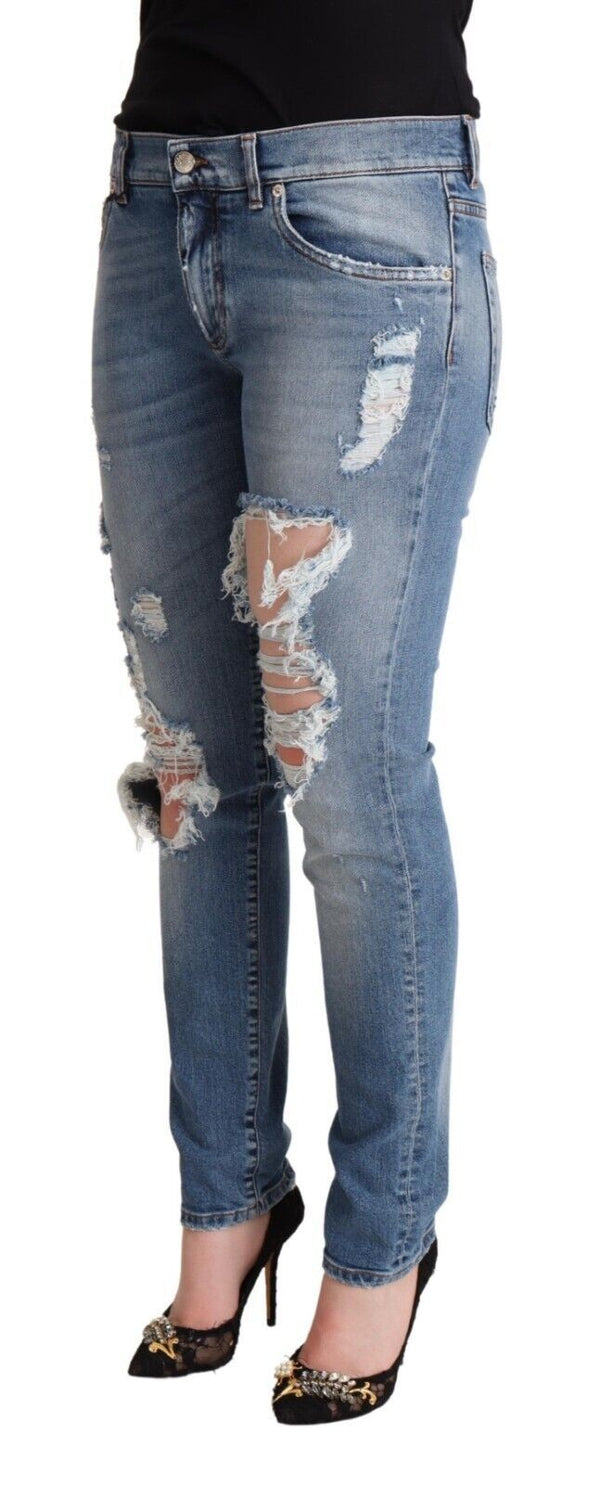 Chic Distressed Denim Skinny Jeans Dolce & Gabbana