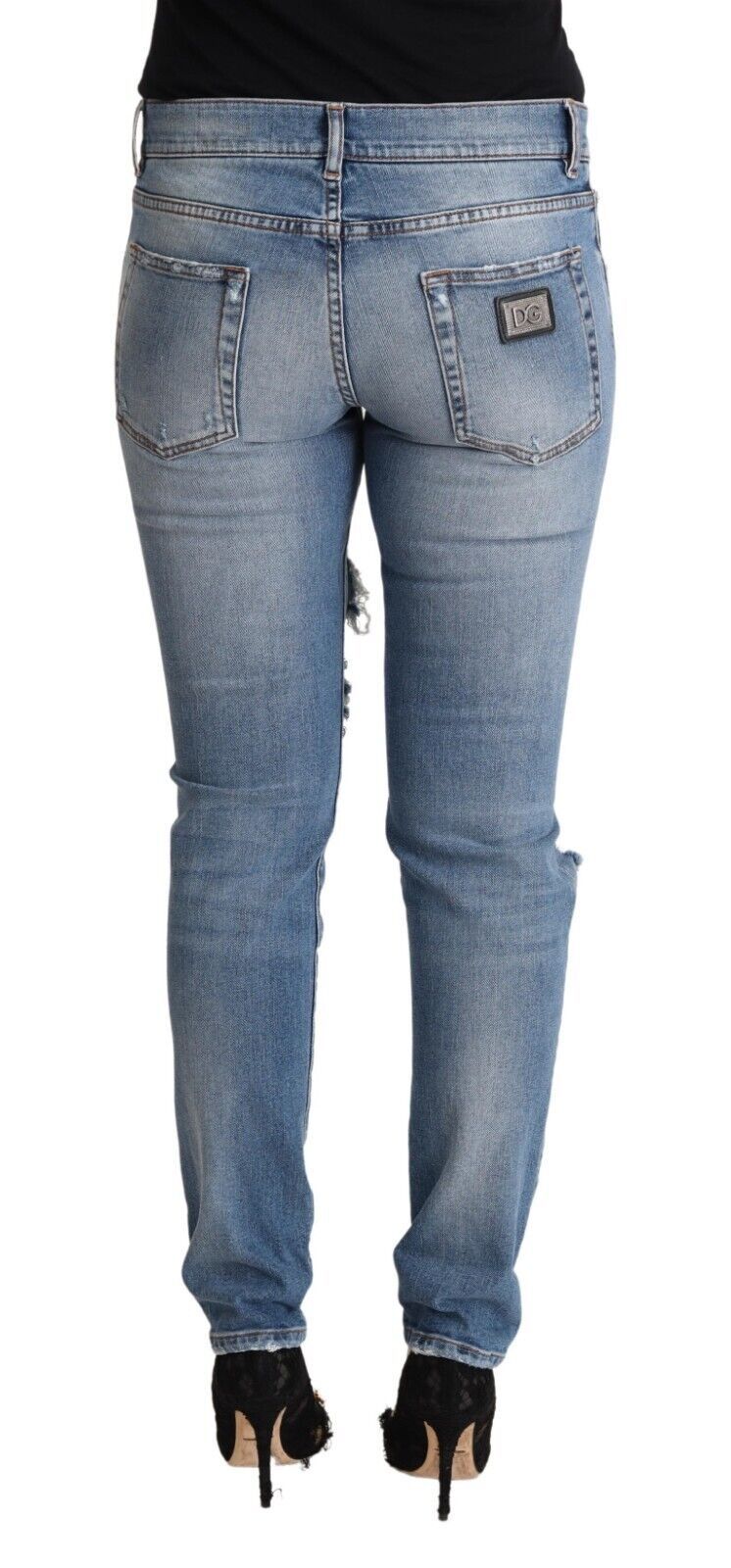 Chic Distressed Denim Skinny Jeans Dolce & Gabbana