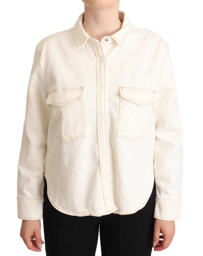 Elegant White Long Sleeve Collared Polo Top Levi's