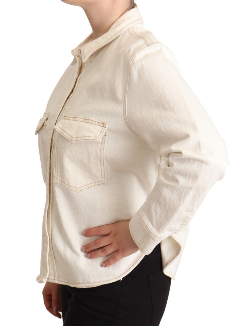Elegant White Long Sleeve Collared Polo Top Levi's