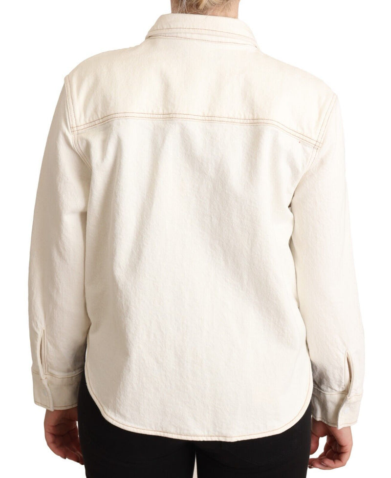 Elegant White Long Sleeve Collared Polo Top Levi's