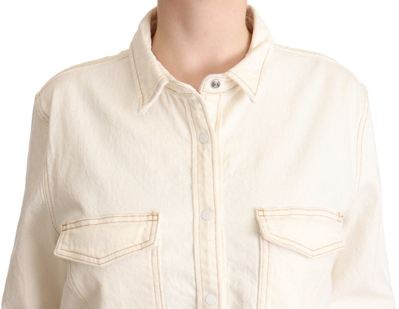 Elegant White Long Sleeve Collared Polo Top Levi's