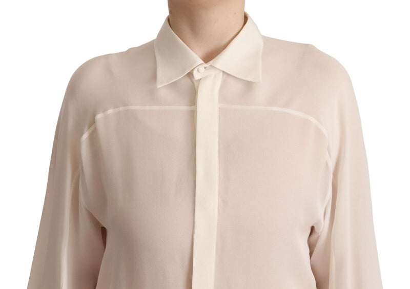 Elegant Off White Silk Long Sleeve Blouse Dsquared²