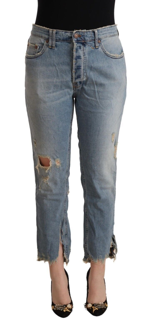 Chic Distressed Mid Waist Cropped Denim CYCLE