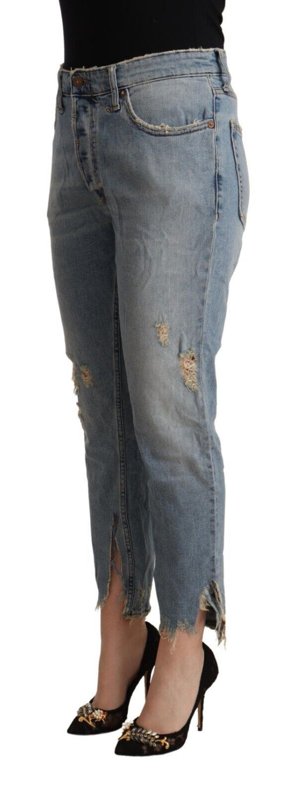 Chic Distressed Mid Waist Cropped Denim CYCLE