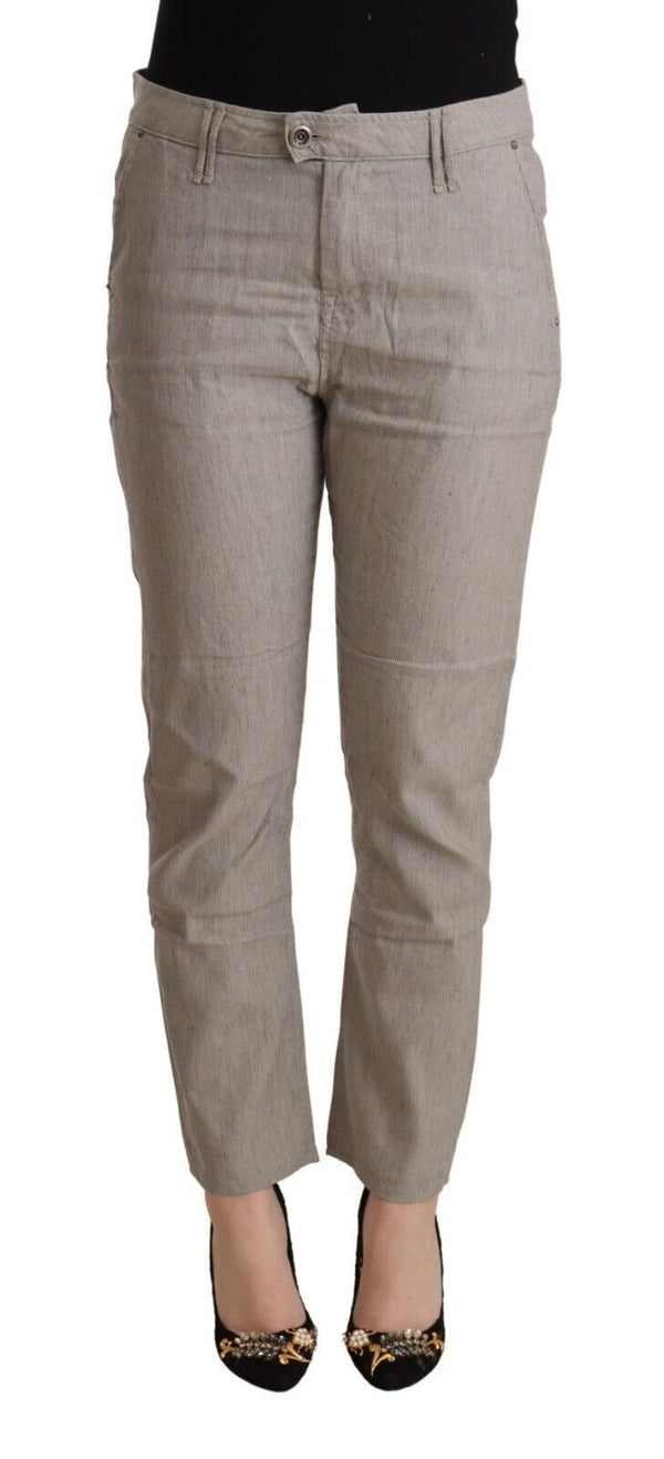 Elegant Light Grey Tapered Linen Pants CYCLE