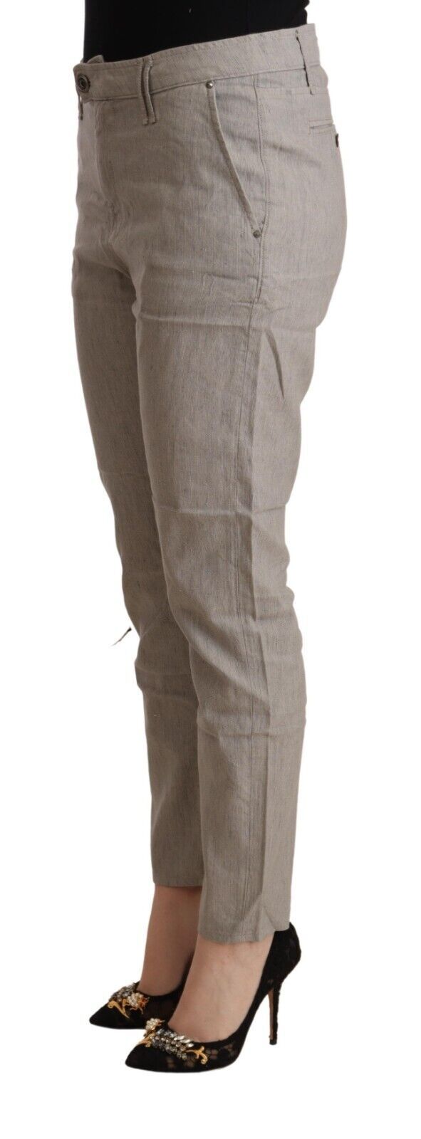 Elegant Light Grey Tapered Linen Pants CYCLE